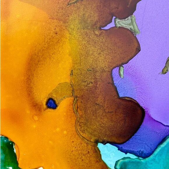 Boy and His Dog! Green, Purple, Orange, Alcohol Ink - Picture 3 of 6